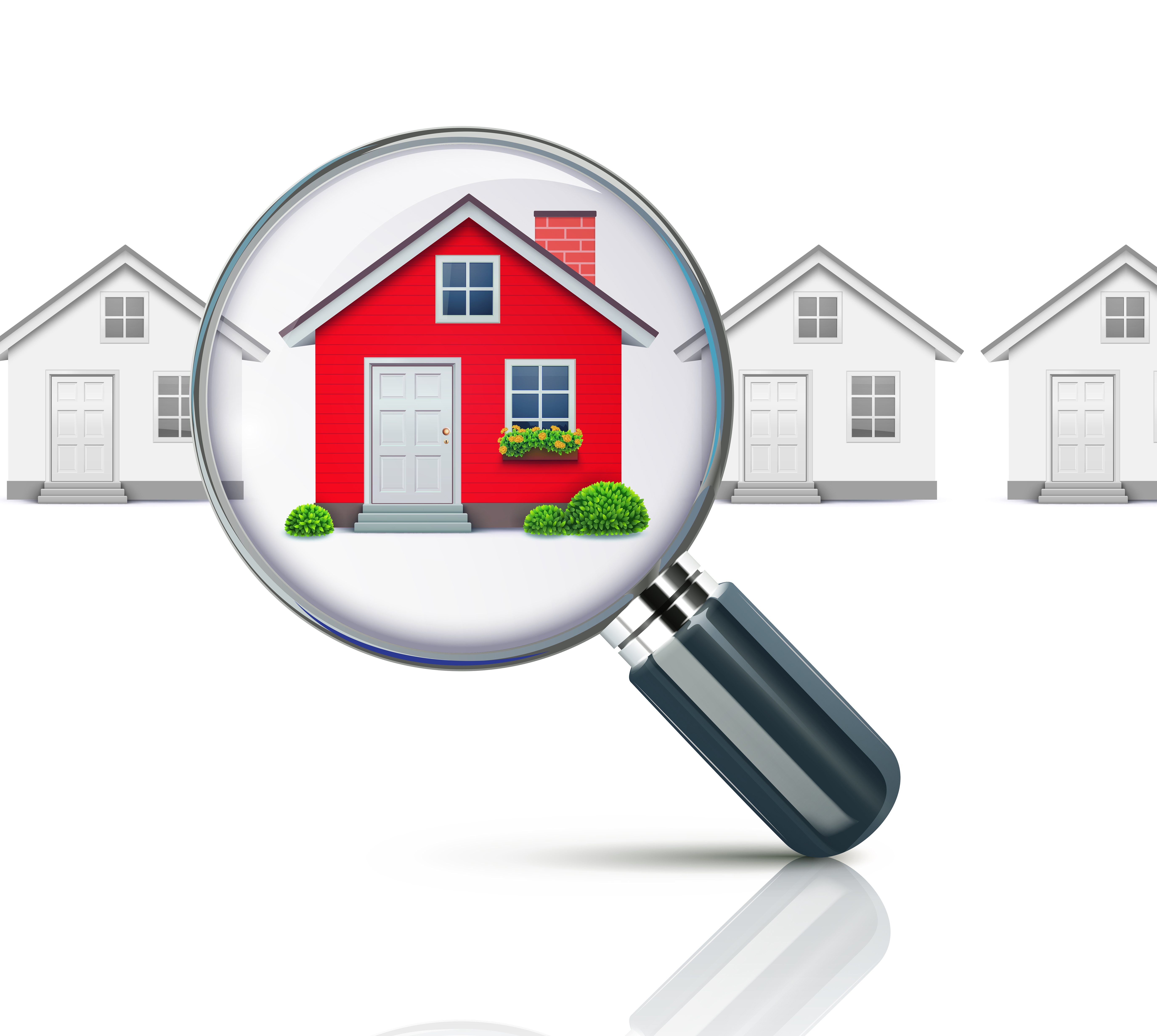 Vector illustration of real-estate concept with magnifying glass and your dream house